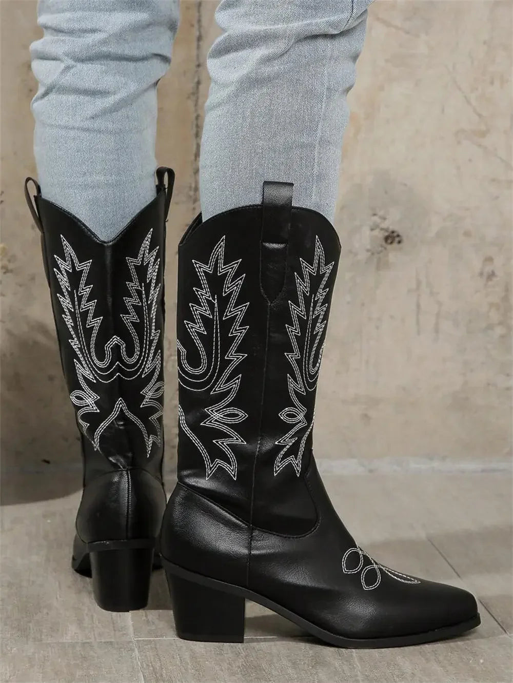 Block Heels Cowboy Women Boots.