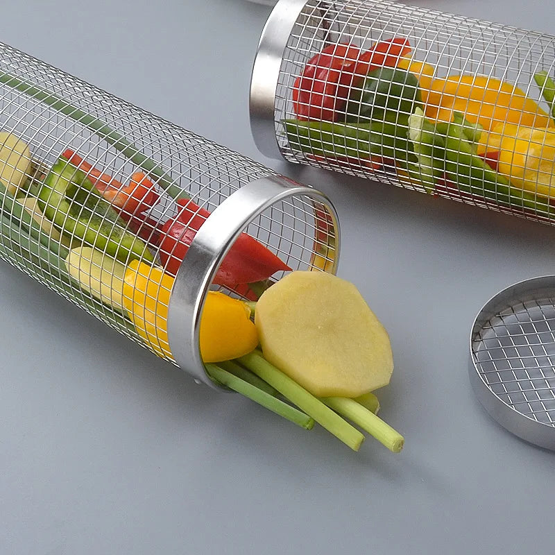 BBQ Basket Grilling Rolling  Mesh Cylinder.