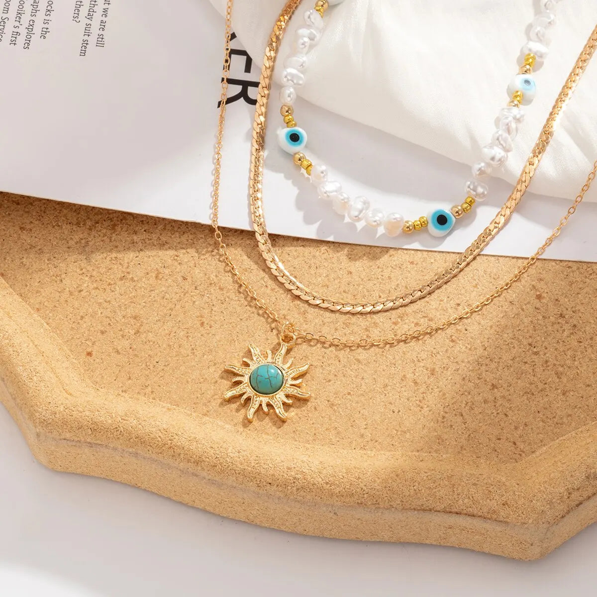 Sunflower Green Stone Pendant Necklace.