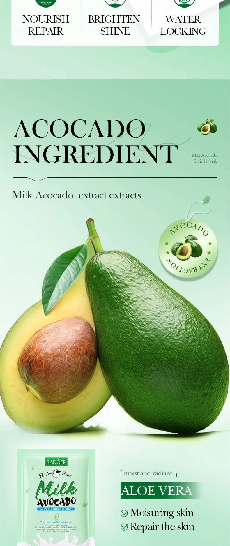 Milk Fruits Facial Masks Vitamin C Avocado.