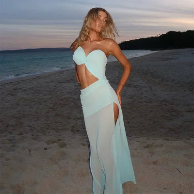 Sexy Chest Wrap Maxi Women's Dress.