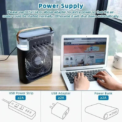 Mini Air Conditioner Fan Cooler Light Portable Humidifier.