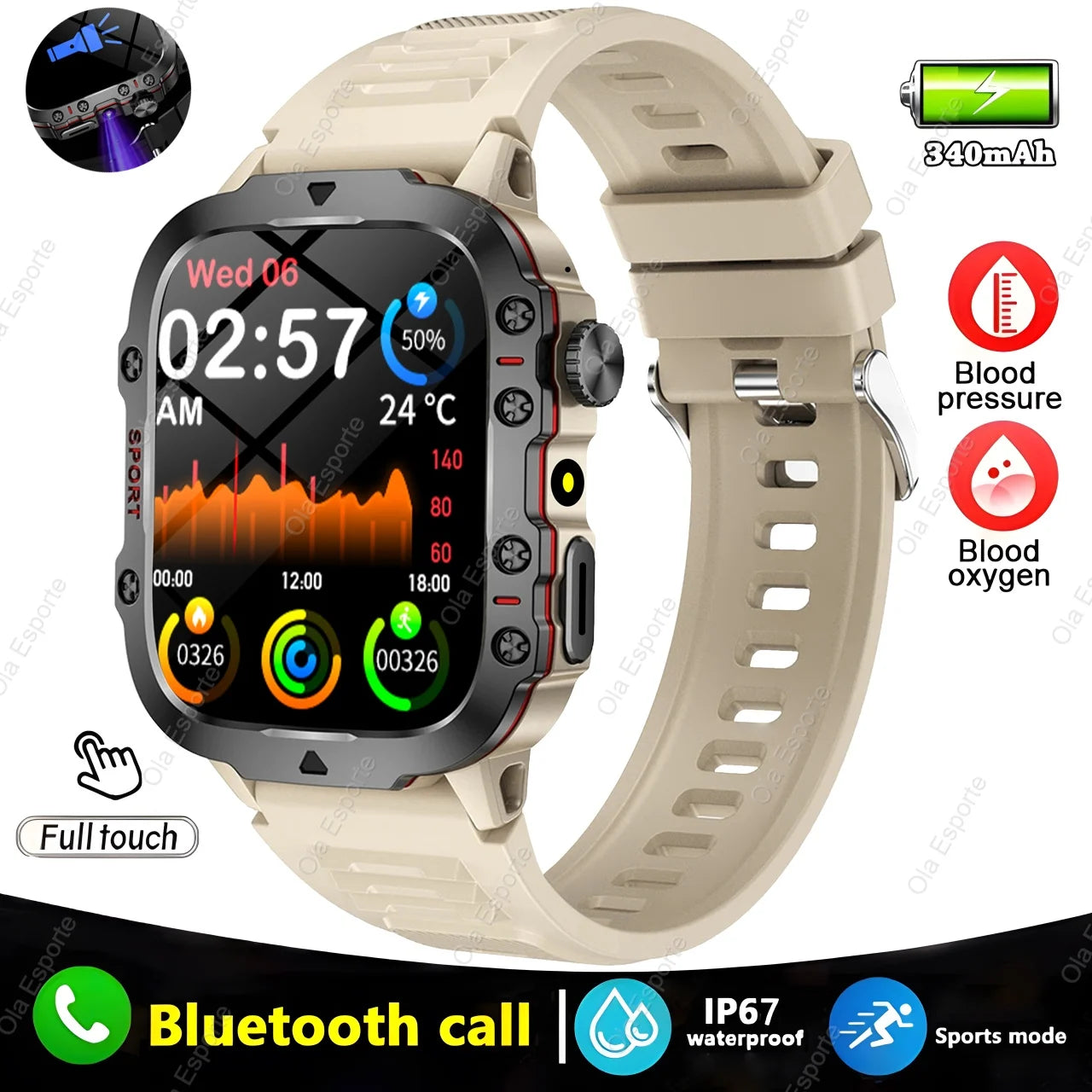 Military Smart Watch Sports Fitness Tracker.