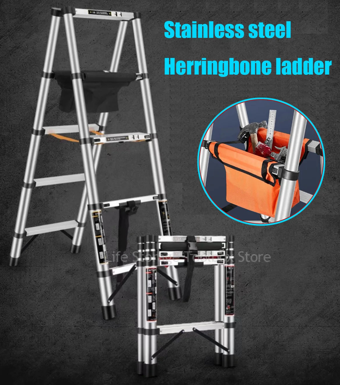 Stainless Steel Folding Ladder.