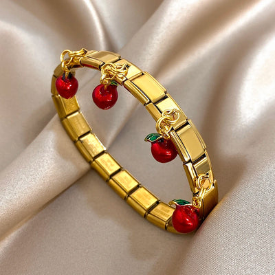 Pepper Cherry Pendant Elastic Bangles Bracelets.