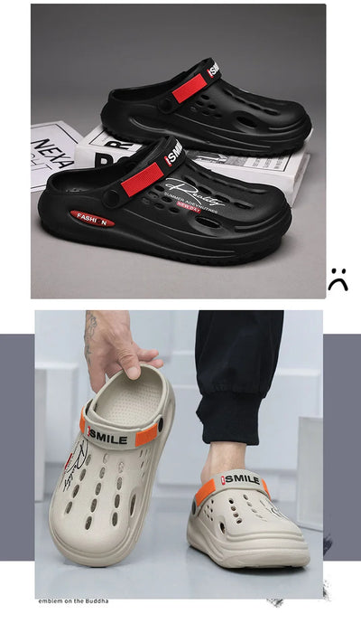 Men Clogs Soft Sole Breathable Beach Slippers.