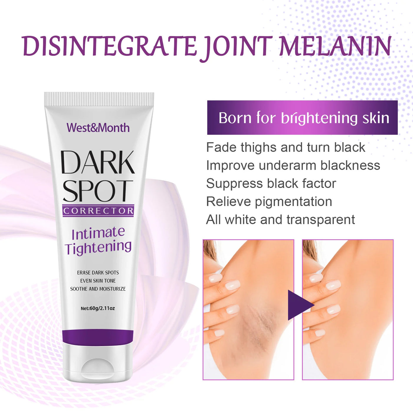 Brightening Cream For Dark Skin Effective Lighten Thigh Inner Bleach Remove.