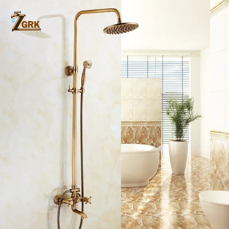 Rainfall Shower Set Antique Bronze Faucet Set.