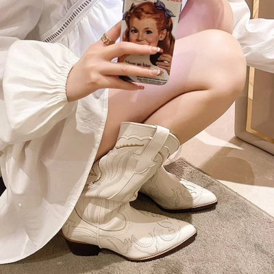 Cowboy Boot Embroidered Shoes Autumn.