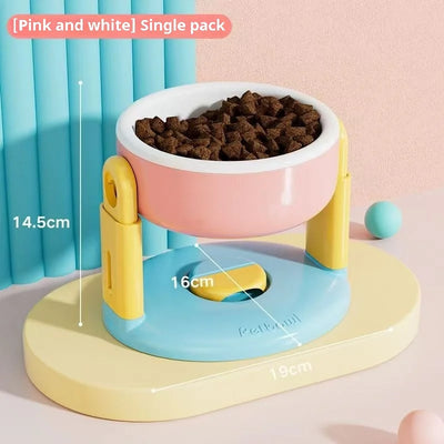 Pet Feeder Slow Feed Bowls Double Bowls Foldable with 3 Adjustable Height Suitable for Pets of Different Heights Water Feeding