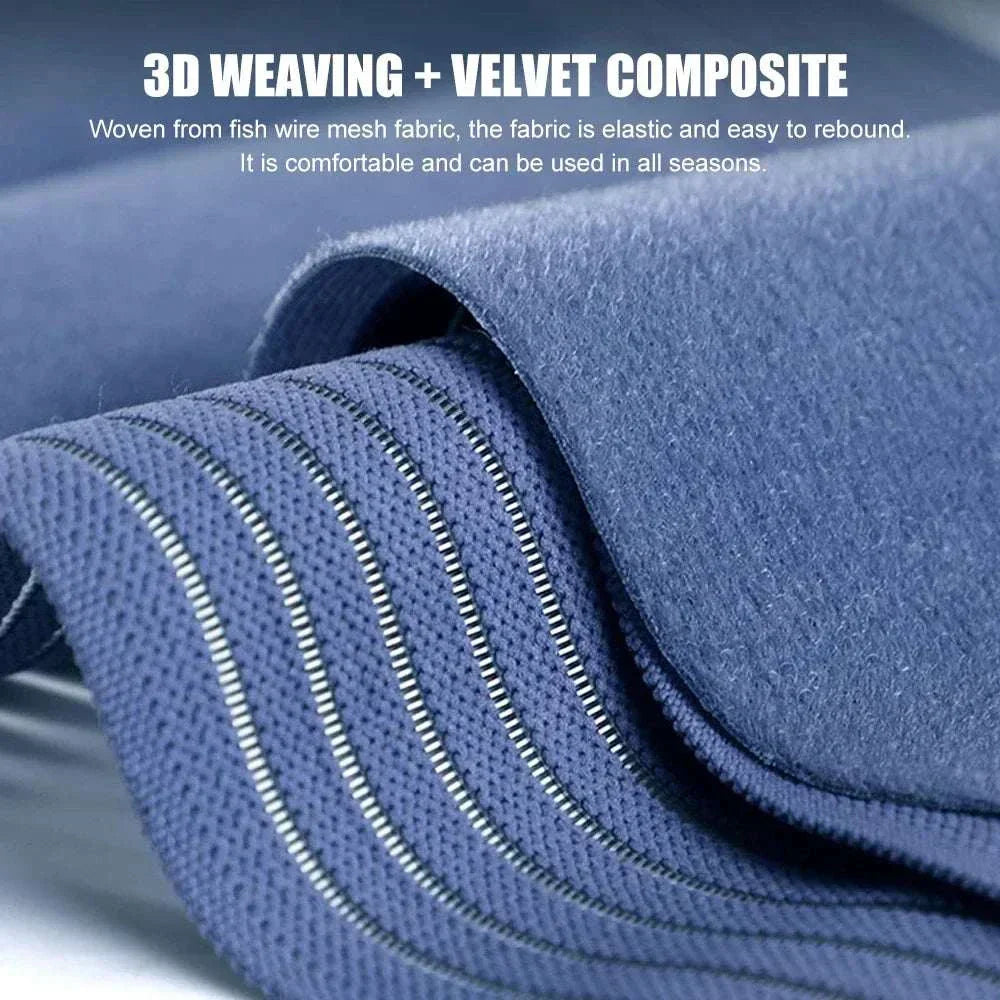 Close-up of adjustable back brace with 3D woven velvet composite fabric and elastic fish wire mesh design