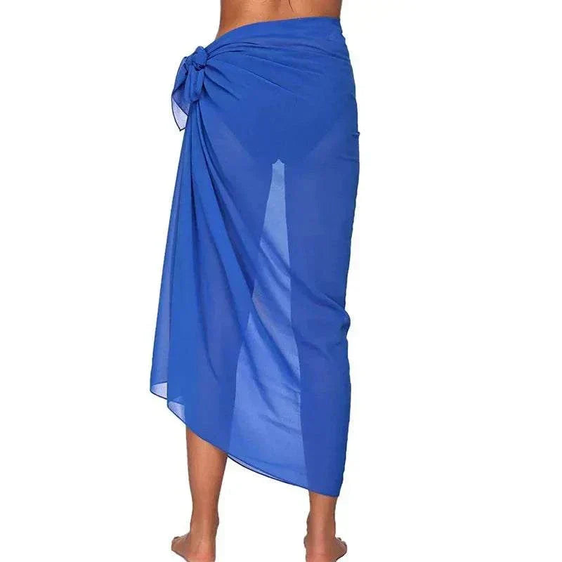 Blue chiffon sexy beach skirt for women beach wear with side knot detail