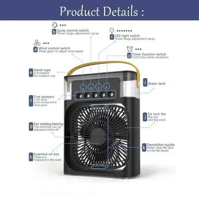 Mini Air Conditioner Fan Cooler Light Portable Humidifier.