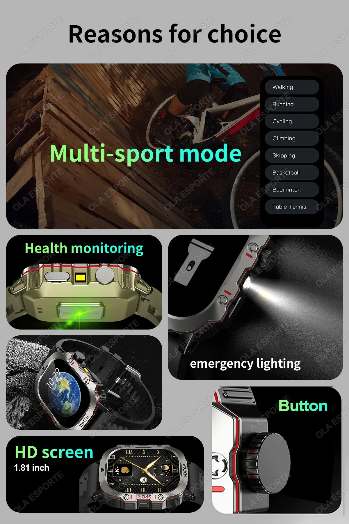 Military Smart Watch Sports Fitness Tracker.