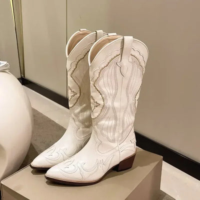 Cowboy Boot Embroidered Shoes Autumn.