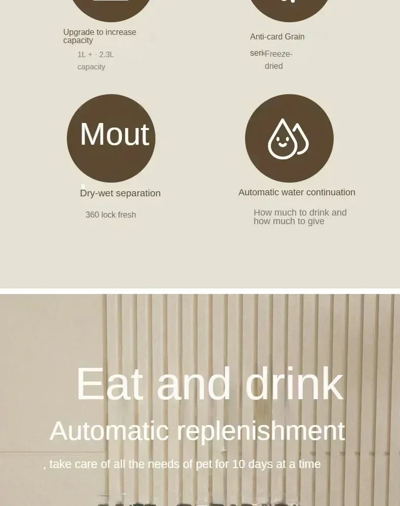 Automatic Feeder Bowl with Water Fountain.