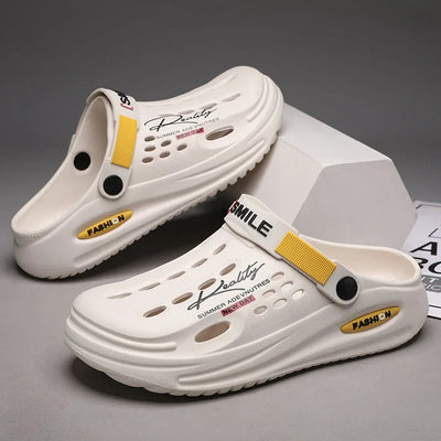 Men Clogs Soft Sole Breathable Beach Slippers.