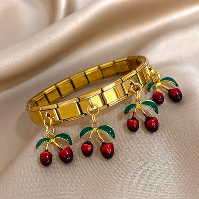 Pepper Cherry Pendant Elastic Bangles Bracelets.