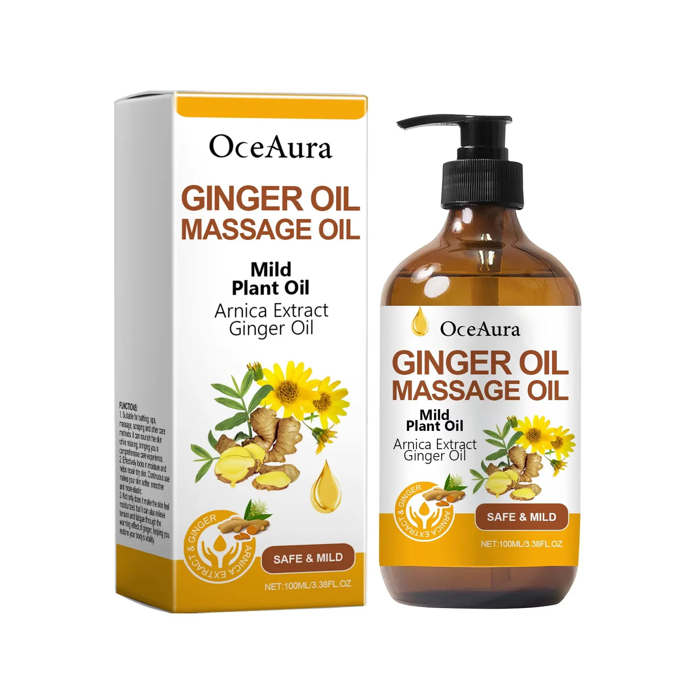 Body Relaxing Essential Oil Ginger Massage Oil Improve Rough Dry Skin.