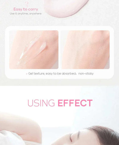 Sakura Moisturizing Sleeping Masks travel night cream gel texture applied on skin showing non-sticky, easy absorption and moisturizing effects