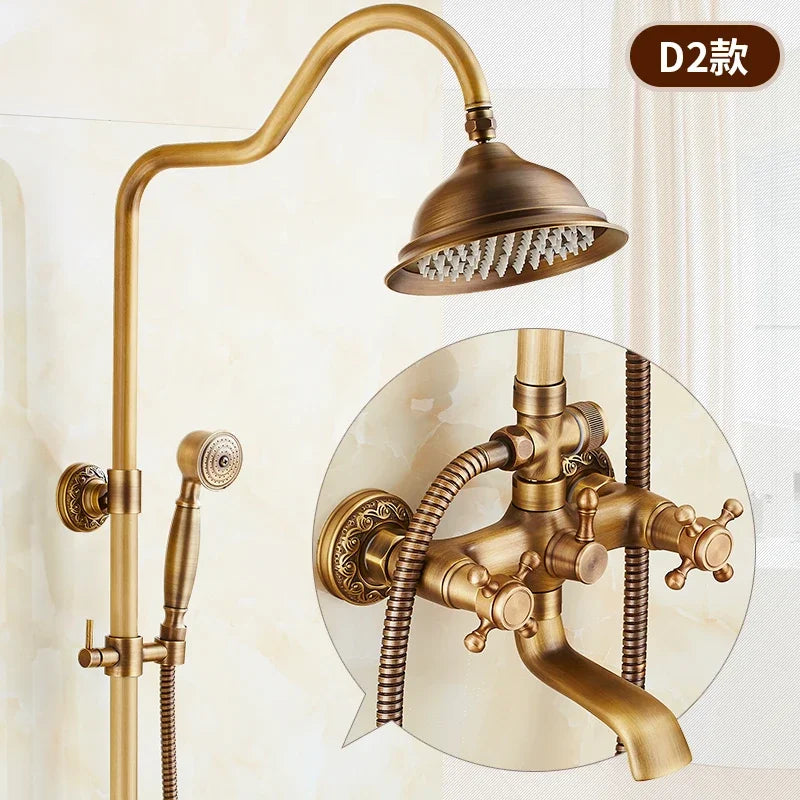 Rainfall Shower Set Antique Bronze Faucet Set.