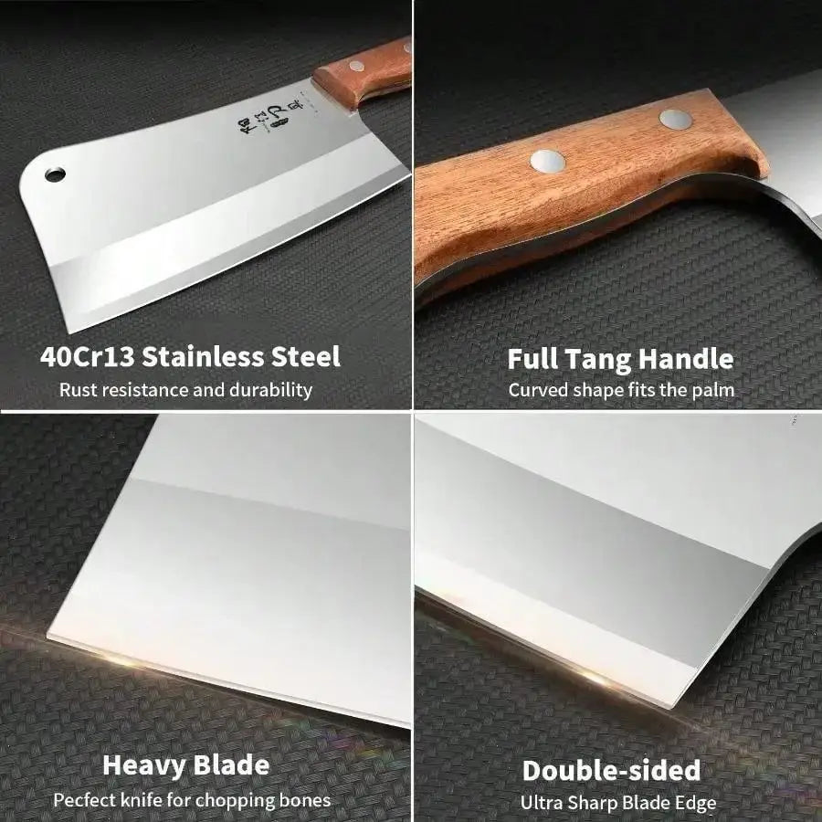 Heavy-Duty Butcher's Bone Cutting Knife.