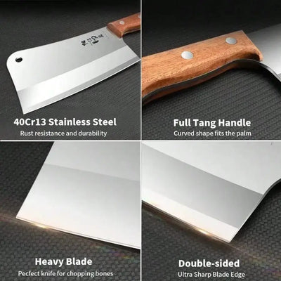 Heavy-Duty Butcher's Bone Cutting Knife.