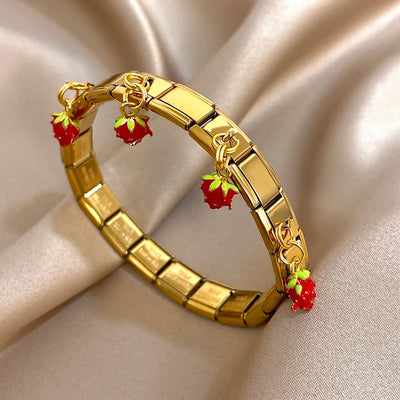 Pepper Cherry Pendant Elastic Bangles Bracelets.