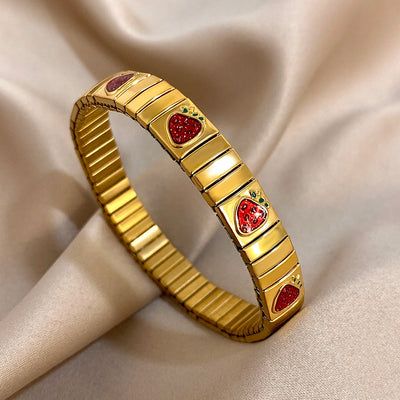 Pepper Cherry Pendant Elastic Bangles Bracelets.