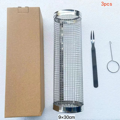 BBQ Basket Grilling Rolling  Mesh Cylinder.