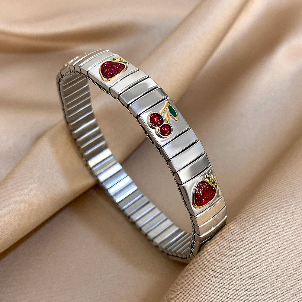 Pepper Cherry Pendant Elastic Bangles Bracelets.