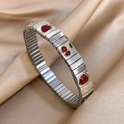 Pepper Cherry Pendant Elastic Bangles Bracelets.