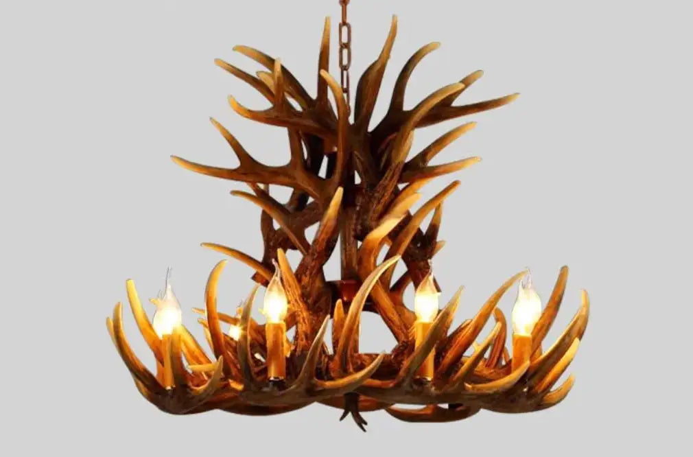 9 Head Candle Antler Chandelier.