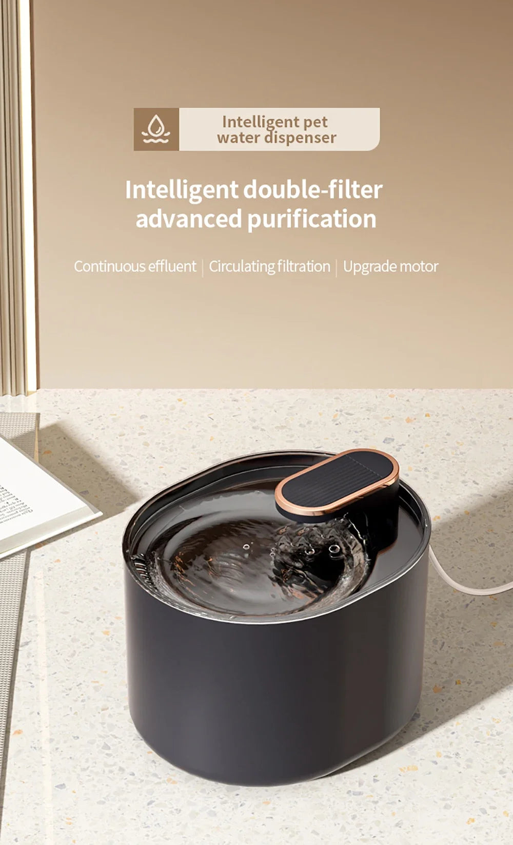 Cat Water Fountain 3L Automatic Dispenser with LED.