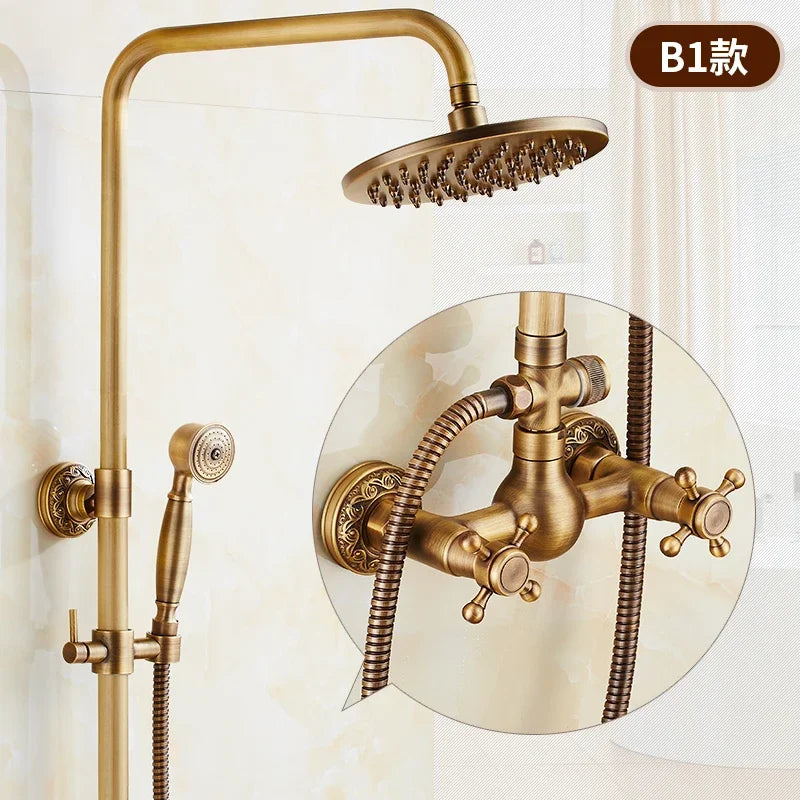 Rainfall Shower Set Antique Bronze Faucet Set.