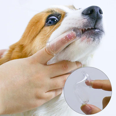 Soft Pet Finger Toothbrush Cleaning Silica gel.