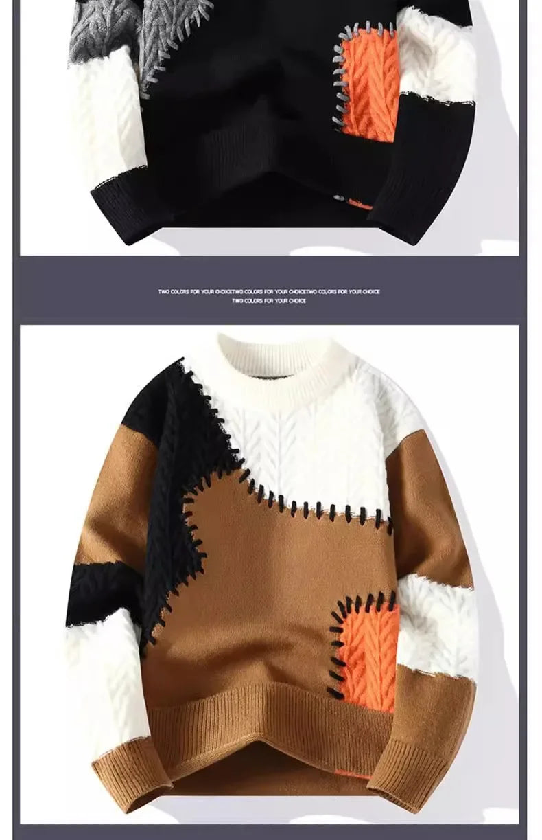 Trendy Men's Loose-Fit Knitted Sweater.