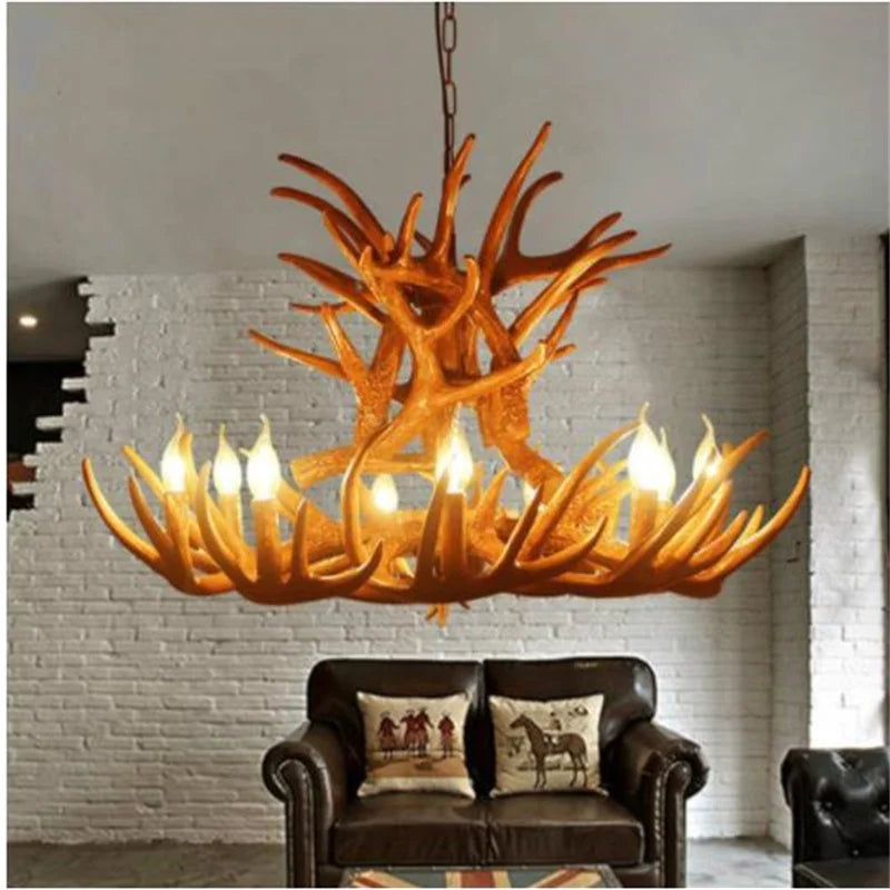 9 Head Candle Antler Chandelier.