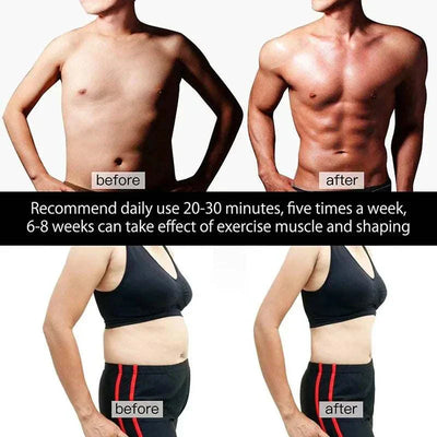 before and after photo showing muscle toning effects of rechargeable slimming massager for home gym workout
