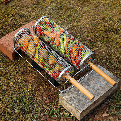 BBQ Basket Grilling Rolling  Mesh Cylinder.