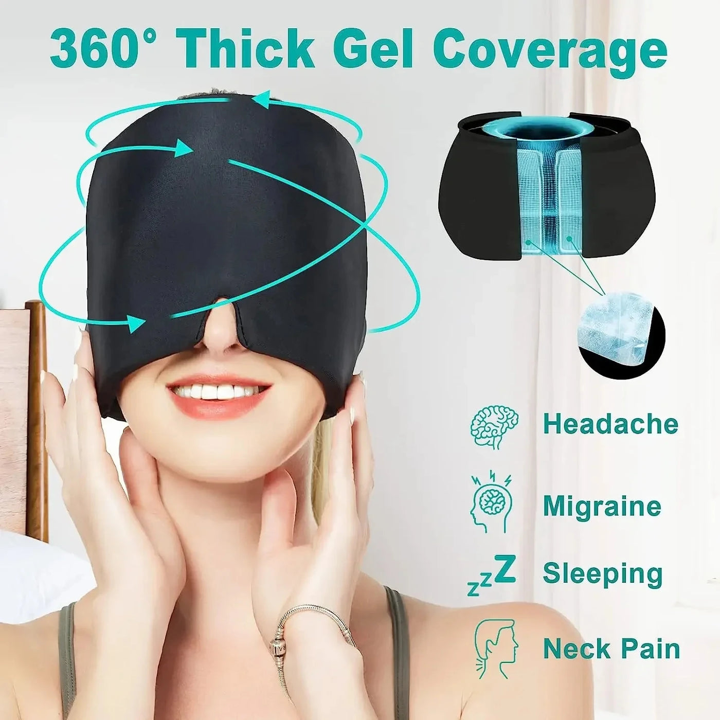 Migraine Relief Hat headache hat Gel Hot Cold Therapy.