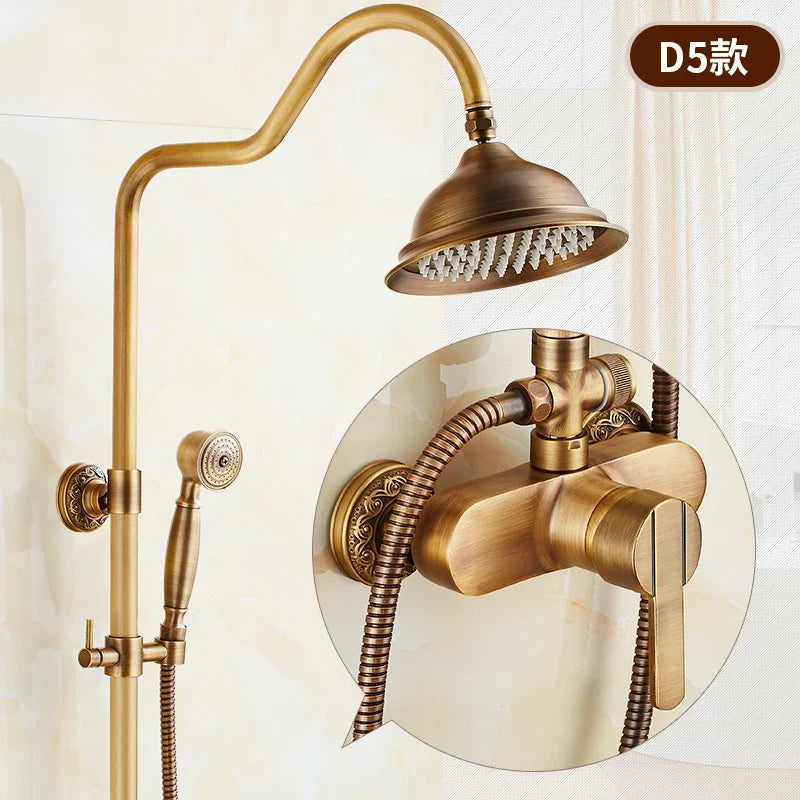 Rainfall Shower Set Antique Bronze Faucet Set.