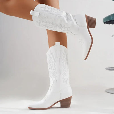 Block Heels Cowboy Women Boots.