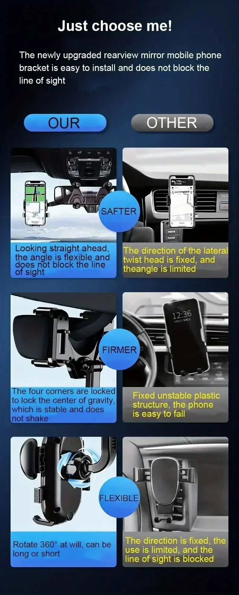 360 Rotating Car Phone Holder.