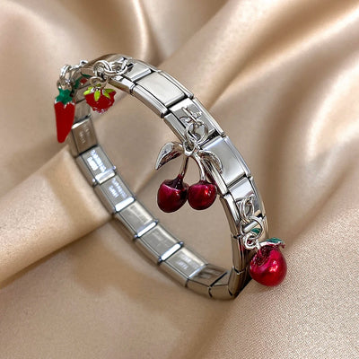 Pepper Cherry Pendant Elastic Bangles Bracelets.