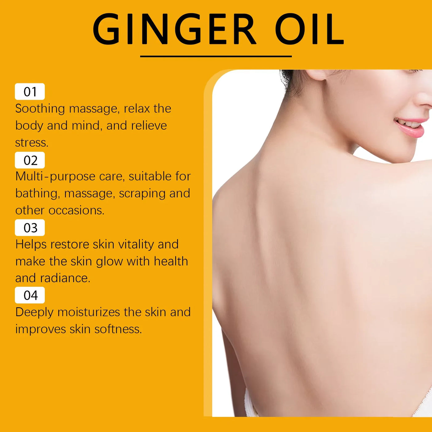 Body Relaxing Essential Oil Ginger Massage Oil Improve Rough Dry Skin.