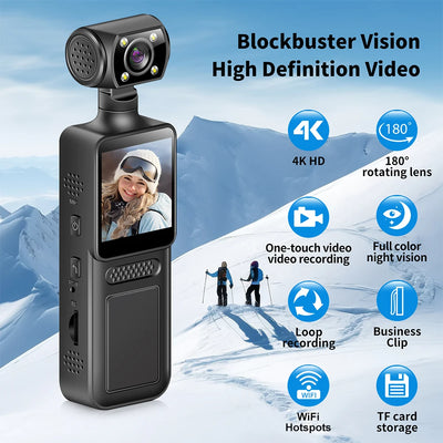 128GB 4K Ultra HD Action Mini Camera 180 Rotatable Vlog.