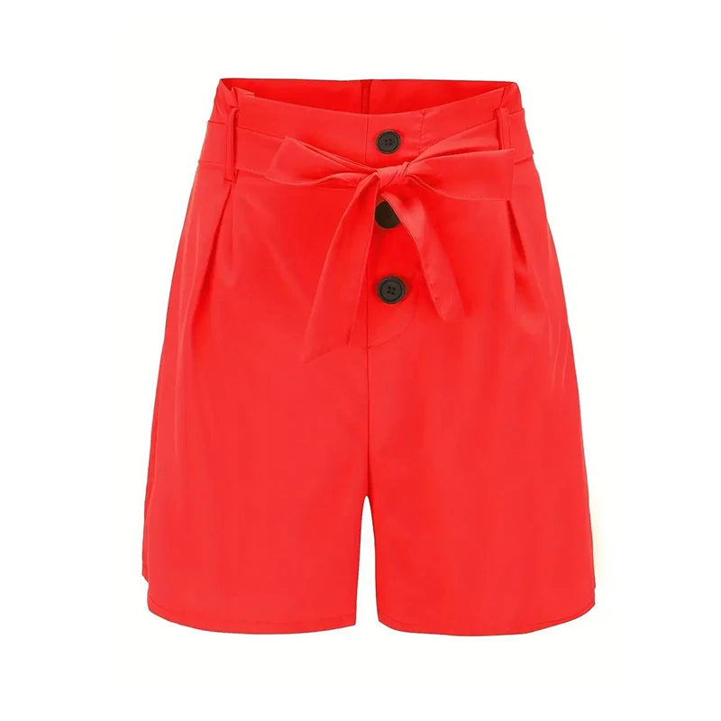 Tie Waist Beach Summer High Waist Shorts.