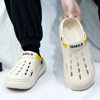 Men Clogs Soft Sole Breathable Beach Slippers.