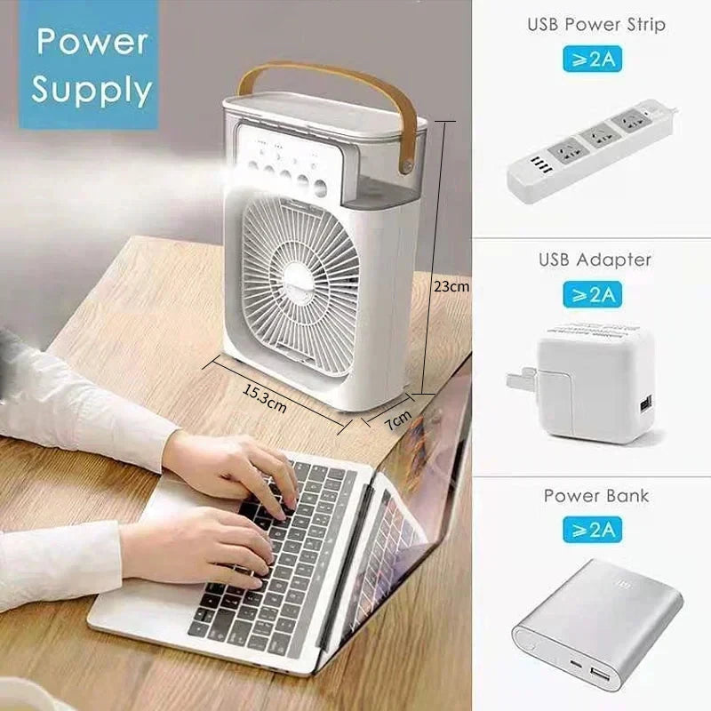 Mini Air Conditioner Fan Cooler Light Portable Humidifier.